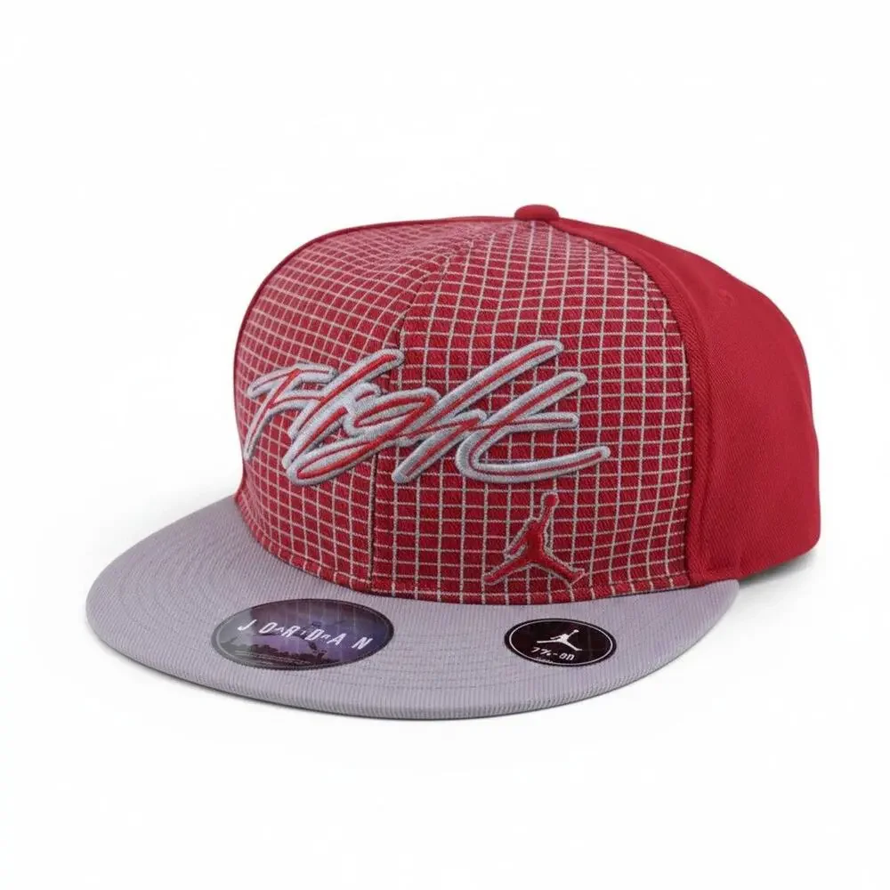 Jordan Flight Red Grid Fitted Cap, Size 7 3/4